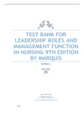 TEST BANK FOR LEADERSHIP ROLES AND MANAGEMENT FUNCTION IN NURSING 9TH EDITION BY MARQUIS