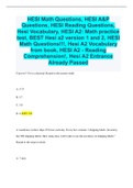 HESI Math Questions, HESI A&P Questions, HESI Reading Questions, Hesi Vocabulary, HESI A2: Math practice test, BEST Hesi a2 version 1 and 2, HESI Math Questions!!!, Hesi A2 Vocabulary from book, HESI A2 - Reading Comprehension!, Hesi A2 Entrance Already P