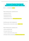 Grammar Practice Test Hesi A2 Questions and Answers 100% Pass