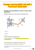 Portage Learning BIOD 152 A&P 2 Final Exam 2023/2024 latest UPDATE