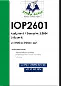 IOP2601 Assignment 4 (QUALITY ANSWERS) Semester 2 2024