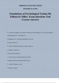 Foundations of Psychological Testing 5th Edition by Miller. Exam Questions And Correct Answers