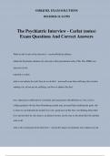 The Psychiatric Interview - Carlat (notes) Exam Questions And Correct Answers