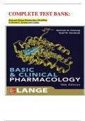 COMPLETE TEST BANK:  Basic and Clinical Pharmacology 15th Edition by Bertram G. Katzung latest Update.