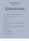 PCE Certified Breastfeeding Counselor Exam Questions And Correct Answers