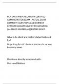 RCA EXAM PREP( RELATIVITY CERTIFIED ADMINISTRATOR EXAM ) ACTUAL EXAM COMPLETE QUESTIONS AND CORRECT DETAILED ANSWERS (VERIFIED ANSWERS) |ALREADY GRADED A+||BRAND NEW!!.