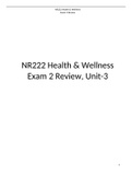 NR 222 Unit-6  Exam 2 Review, Verified And Correct Answers, NR 222: Health and Wellness, Chamberlain College of Nursing.