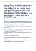 Oregon Tattoo Test. Tattooing standards, SCB Oregon Law Effective March 1st, 2014, Oregon law test, Oregon Tattoo Test. State Definitions, Oregon Tattoo Test. Tattoo Facility License and Requirements, Oregon Tattoo Test. Skin and Diseases., Oregon Tattoo 