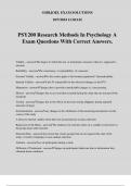 PSY200 Research Methods In Psychology A Exam Questions With Correct Answers.