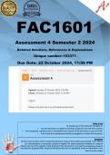 FAC1601 Assignment 4 (COMPLETE ANSWERS) Semester 2 2024 (153371)- DUE 22 October 2024