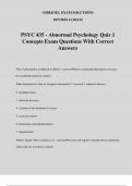 PSYC 435 - Abnormal Psychology Quiz 1 Concepts Exam Questions With Correct Answers