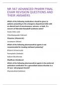 NR 567 ADVANCED PHARM FINAL EXAM REVISION QUESTIONS AND THEIR ANSWERS