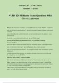 NURS 124 Midterm Exam Questions With Correct Answers