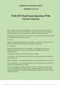 NUR 207 Final Exam Questions With Correct Answers