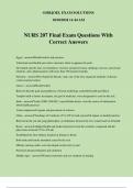 NURS 207 Final Exam Questions With Correct Answers