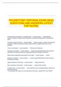   PHLEBOTOMY NATIONAL EXAM (NHA) QUESTIONS AND ANSWERS LATEST TOP SCORE.