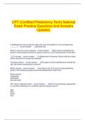 CPT (Certified Phlebotomy Tech) National Exam Practice Questions And Answers Updated.