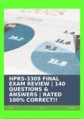 HPRS-3309 FINAL EXAM REVIEW | 140 QUESTIONS & ANSWERS | RATED 100% CORRECT!!