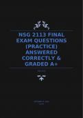 NSG 2113 FINAL EXAM QUESTIONS (PRACTICE) ANSWERED CORRECTLY & GRADED A+