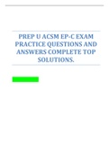 PREP U ACSM EP-C EXAM PRACTICE QUESTIONS AND ANSWERS COMPLETE TOP SOLUTIONS.