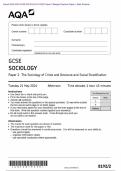 Actual 2024 AQA GCSE SOCIOLOGY 8192/2 Paper 2 Merged Question Paper + Mark Scheme