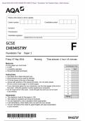 Actual 2024 AQA GCSE CHEMISTRY 8462/1F Paper 1 Foundation Tier Question Paper + Mark Scheme