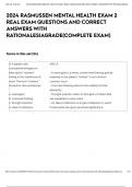 2024 RASMUSSEN MENTAL HEALTH EXAM 2 REAL EXAM QUESTIONS AND CORRECT ANSWERS WITH RATIONALES|AGRADE(COMPLETE EXAM)