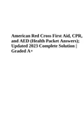 American Red Cross First Aid, CPR, and AED (Health Packet Answers) | Updated 2023 Complete Solution | Graded A+