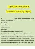 TESOL Exam Review Questions and Answers 2023 (Verified Answers by Expert)