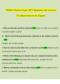 TESOL Practice Questions and Answers 2023 (Verified Answers by Expert)