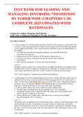 TEST BANK FOR LEADING AND MANAGING INNURSING 7TH EDITION BY YODER WISE (CHAPTERS 1-30) COMPLETE 2023 UPDATED WITH RATIONALES.