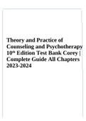 Theory and Practice of Counseling and Psychotherapy 10th Edition Corey Test Bank - Complete Guide All Chapters 2023