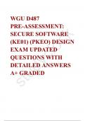 WGU D487 PRE-ASSESSMENT: SECURE SOFTWARE (KE01) (PKEO) DESIGN EXAM UPDATED QUESTIONS WITH DETAILED ANSWERS A+ GRADED