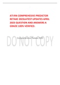 ATI RN COMPREHESIVE PREDICTOR  RETAKE 2023LATEST UPDATES APRIL  2023 QUESTION AND ANSWERS A  GRADE 100% VERIFIED.