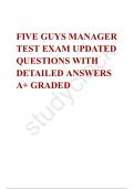 FIVE GUYS MANAGER TEST EXAM UPDATED QUESTIONS WITH DETAILED ANSWERS A+ GRADED