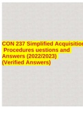 CON 237 Simplified Acquisition Procedures uestions and Answers (2022/2023) (Verified Answers)