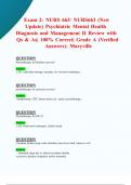 Exam 2: NURS 663/ NURS663 (New 2024/ 2025 Update) Psychiatric Mental Health Diagnosis and Management  II Review with Qs & As| 100% Correct| Grade A (Verified Answers) - Maryville