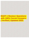 RADT-1 Review | Questions with 100% Correct Answers | Verified | Updated 2023.