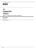 AQA AS CHEMISTRY 7404/2 Paper 2 Mark scheme June 2022 -Organic and Physical Chemistry 