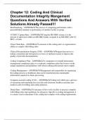 Chapter 12: Coding And Clinical Documentation Integrity Mangement Questions And Answers With Verified Solutions Already Passed!!!