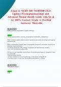 Exam 2: NURS 660/ NURS660 (New 2024/ 2025 Update) Psychopharmacology and Advanced Mental Health  Guide with Qs & As| 100% Correct| Grade A (Verified Answers) - Maryville