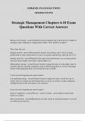 Strategic Management Chapters 6-10 Exam Questions With Correct Answers