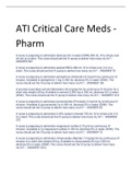 Exam (elaborations) ATI Critical Care Meds - Pharm 