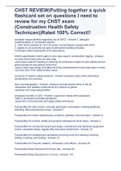 CHST REVIEW(Putting together a quick flashcard set on questions I need to review for my CHST exam (Construstion Health Safety Technican))Rated 100% Correct!!