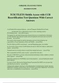 TCIC/TLETS Mobile Access with CCH Recertification Test Questions With Correct Answers