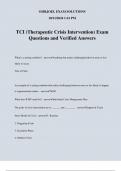 TCI (Therapeutic Crisis Intervention) Exam Questions and Verified Answers