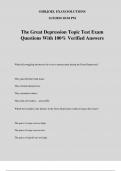 The Great Depression Topic Test Exam Questions With 100% Verified Answers