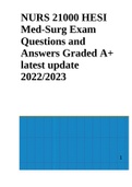 NURS 21000 HESI Med-Surg Exam Questions and Answers Graded A+ latest update 2022/2023