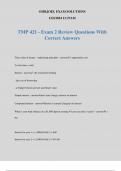 TMP 421 - Exam 2 Review Questions With Correct Answers