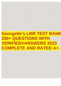 Georgette's LMR TEST BANK 250+ QUESTIONS WITH VERIFIEDVANSWERS 2023 COMPLETE AND RATED A+.